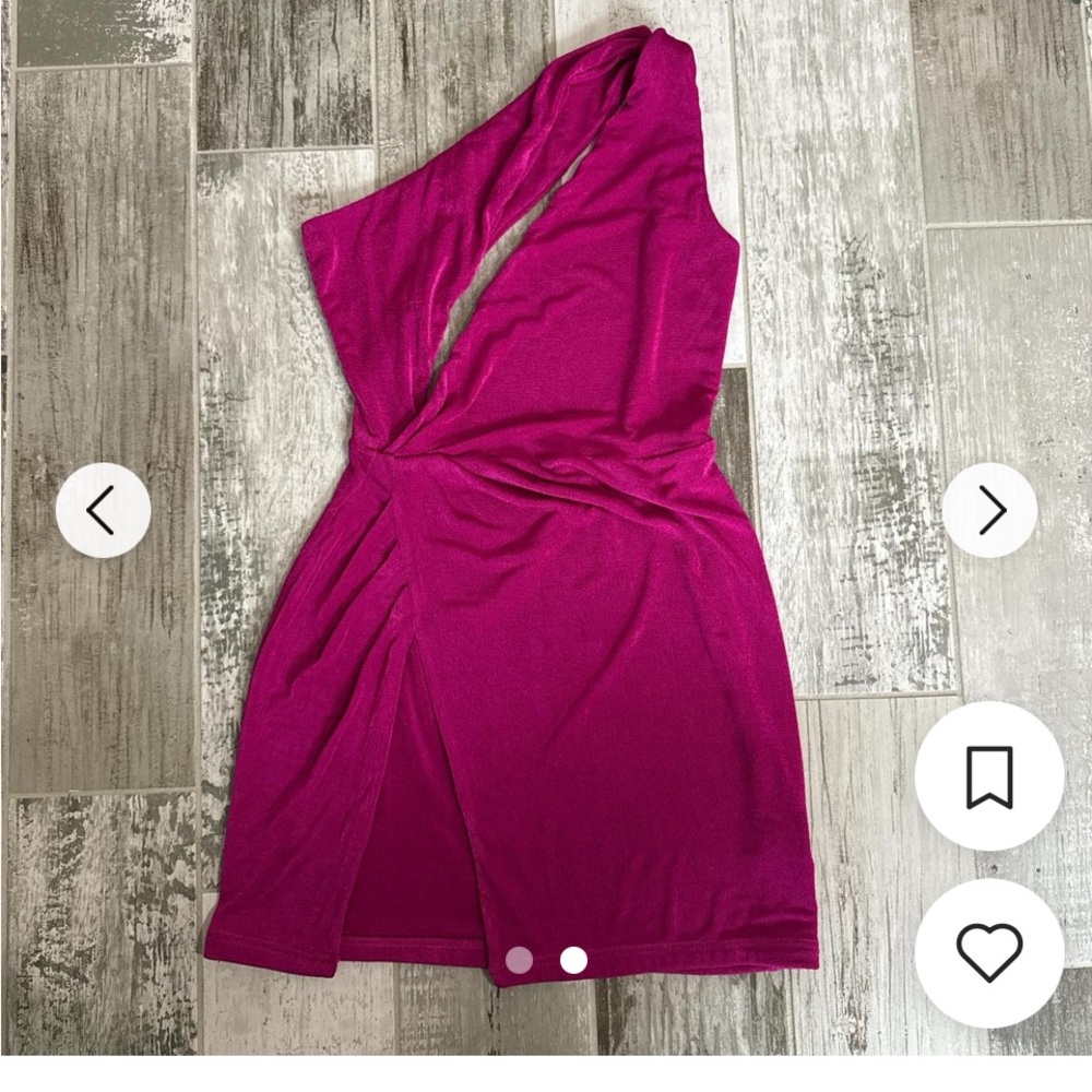 Elegant One-Shoulder Magenta ALEXI TIGERMIST DRESS - Picture 2 of 3
